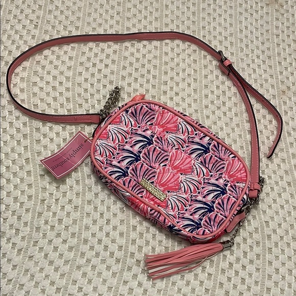 NWT Simply Southern Scallop Chaincross Pink and Blue Women's Crossbody Bag - Picture 1 of 15